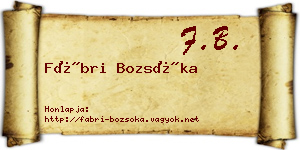 Fábri Bozsóka névjegykártya